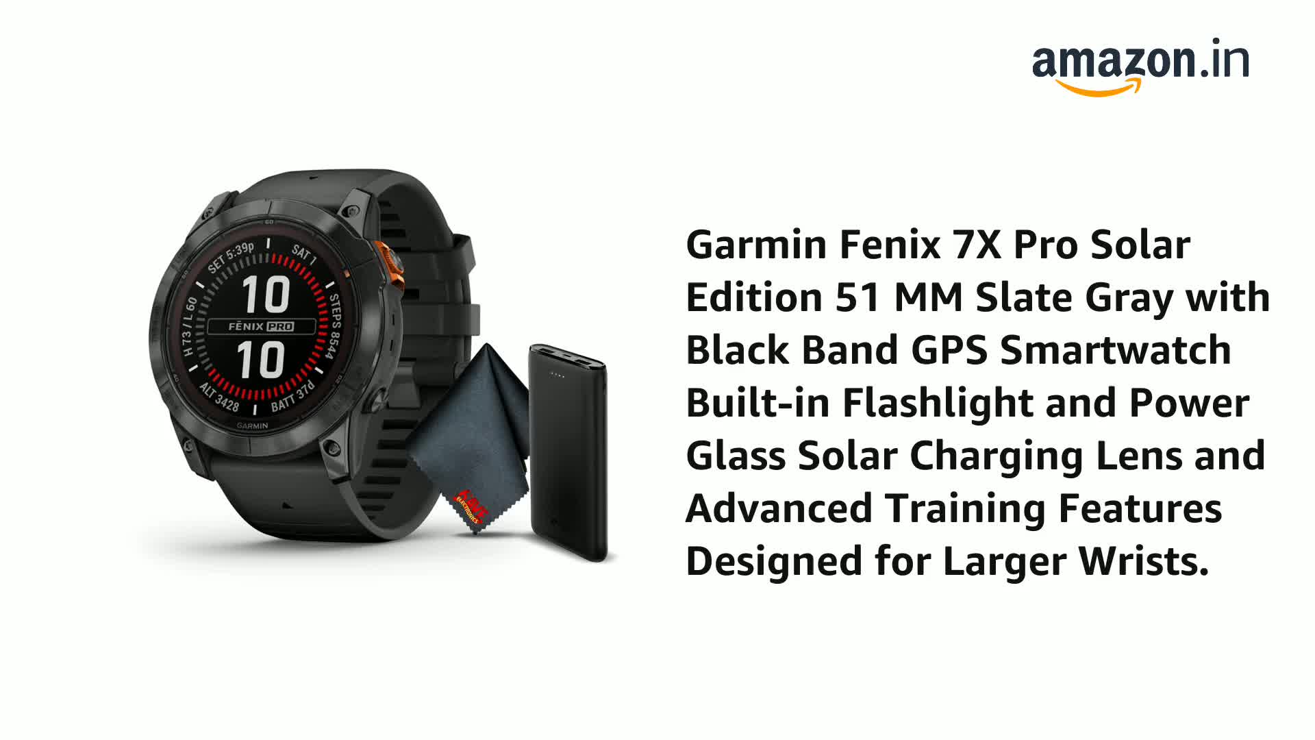Garmin Fenix 7X Pro Solar Edition 51 MM Slate Gray with Black Band